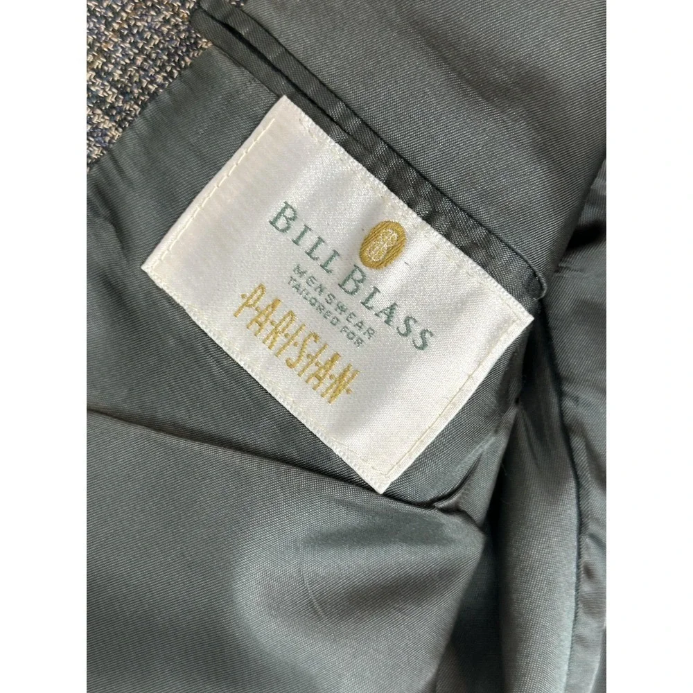 Vintage Bill Blass Blazer Mens Brown Wool‎ Glen Plaid Sport Coat Jacket Made USA